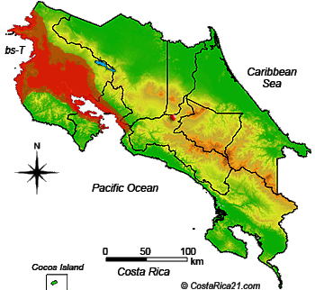 Distribution Map for Costa Rica Tropical Dry Forest
